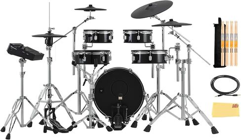 Roland VAD716-GC V-Drums Acoustic Design Electronic Drum Set - Gloss Cherry Bundle with Audio Cable, Drumsticks, Drumstick Bag, and Austin Bazaar Polishing Cloth in Saudi Arabia