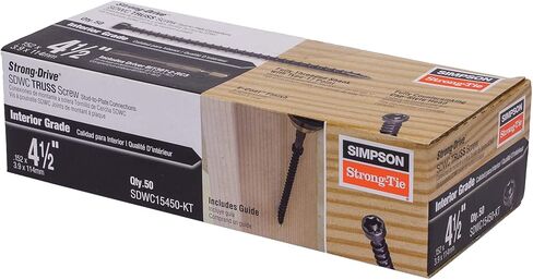 Simpson Strong-Tie SDWC15450-KT Strong-Drive SDWC Truss Screw, 4-1/2" Interior Wood Screws, Electrocoating, Black, (Truss Kit Includes 50 Screws, 1 Bit, 1 Guide) in Saudi Arabia