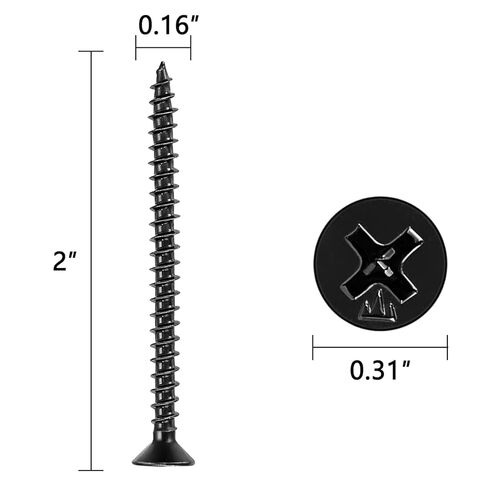 250 Pcs #8x2 Black Wood Screws Cross Drive Self-Tapping for Home Embellishment DIY Furniture & Chair Table Assembly in Kuwait