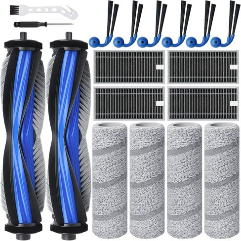 X9 Pro Omni Replacement Parts for Ecovacs Deebot X9 Pro Omni X9 Pro Robotic Vacuum Cleaner Parts with 2 Roller Brush,4 Mop,4 HEAP,6 Dust Bags,6 Side Brushes,1 Screwdrivers,1 Clean Brush in Saudi Arabia