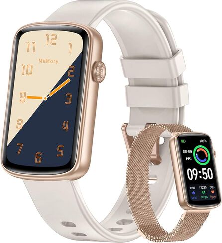 جهاز تعقب اللياقة البدنية RUIMEN، ساعات اللياقة البدنية للنساء والرجال مع مراقب معدل ضربات القلب ومتتبع النوم والأكسجين في الدم، عداد الخطى، 1.47 بوصة عداد السعرات الحرارية للخطوات لنظام Android iOS IP68 مقاوم للماء (Starlight) in Kuwait