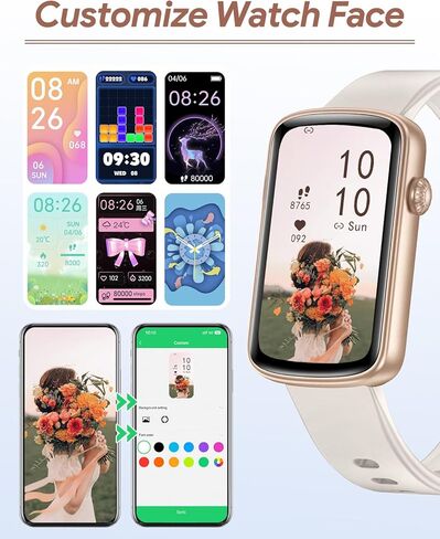 جهاز تعقب اللياقة البدنية RUIMEN، ساعات اللياقة البدنية للنساء والرجال مع مراقب معدل ضربات القلب ومتتبع النوم والأكسجين في الدم، عداد الخطى، 1.47 بوصة عداد السعرات الحرارية للخطوات لنظام Android iOS IP68 مقاوم للماء (Starlight) in Kuwait