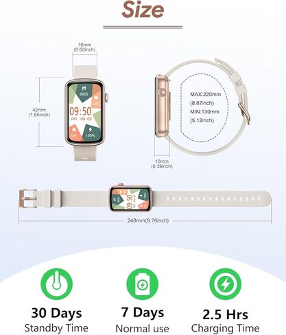 جهاز تعقب اللياقة البدنية RUIMEN، ساعات اللياقة البدنية للنساء والرجال مع مراقب معدل ضربات القلب ومتتبع النوم والأكسجين في الدم، عداد الخطى، 1.47 بوصة عداد السعرات الحرارية للخطوات لنظام Android iOS IP68 مقاوم للماء (Starlight) in Kuwait