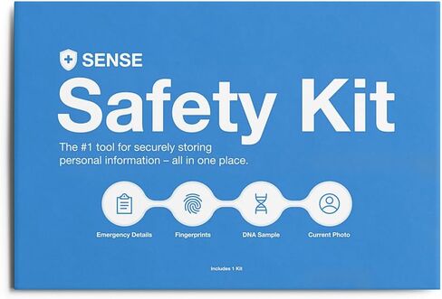 مجموعة Sense Safety Kit – مجموعة أدوات تحديد هوية الطوارئ مع تخزين المعلومات الشخصية، ومجموعة بصمات الأصابع، ومسحة عينة الحمض النووي in Kuwait