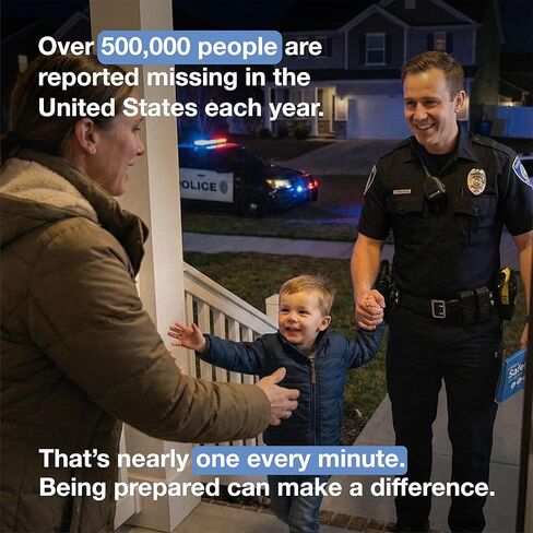 مجموعة Sense Safety Kit – مجموعة أدوات تحديد هوية الطوارئ مع تخزين المعلومات الشخصية، ومجموعة بصمات الأصابع، ومسحة عينة الحمض النووي in Kuwait