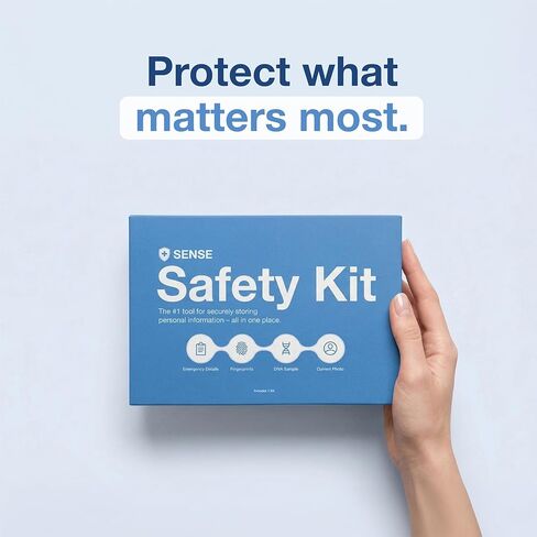 مجموعة Sense Safety Kit – مجموعة أدوات تحديد هوية الطوارئ مع تخزين المعلومات الشخصية، ومجموعة بصمات الأصابع، ومسحة عينة الحمض النووي in Kuwait