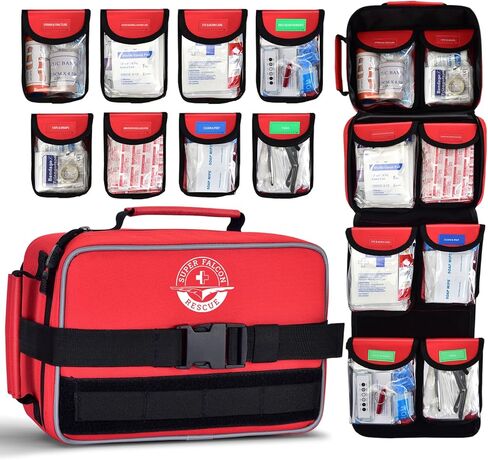 Premium Waterproof First Aid Kit (418 Pieces) for Car & Home - Color-Coded Organized Pockets, Dual-Handle Design | Emergency Survival Kit for Hiking, Camping, Backpacking and Outdoors in Saudi Arabia