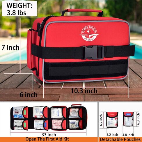 Premium Waterproof First Aid Kit (418 Pieces) for Car & Home - Color-Coded Organized Pockets, Dual-Handle Design | Emergency Survival Kit for Hiking, Camping, Backpacking and Outdoors in Saudi Arabia