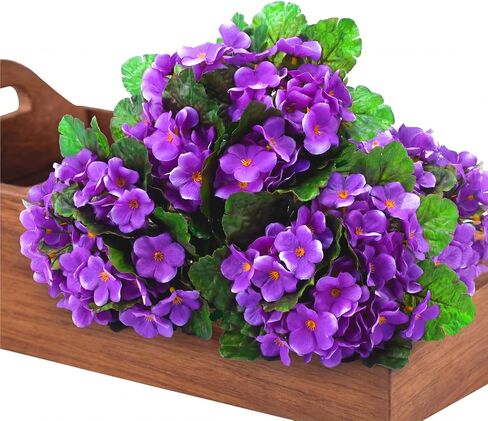 6 Pack Purple African Violet Artificial Silk Flower Bushes Individual Artificial Violet Flowers Houseplant in Saudi Arabia