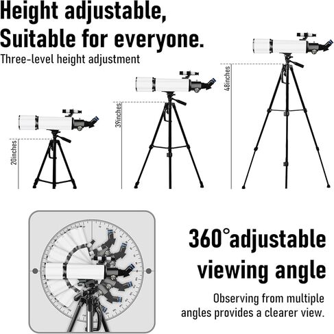 Telescope, Telescope for Adults High Powered,GALAEYES 80mm Aperture 600mm FL with Metal AZ and Phone Holder and Portable Bag,Aperture 80mm in Saudi Arabia