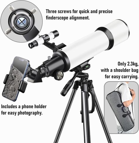 Telescope, Telescope for Adults High Powered,GALAEYES 80mm Aperture 600mm FL with Metal AZ and Phone Holder and Portable Bag,Aperture 80mm in Saudi Arabia
