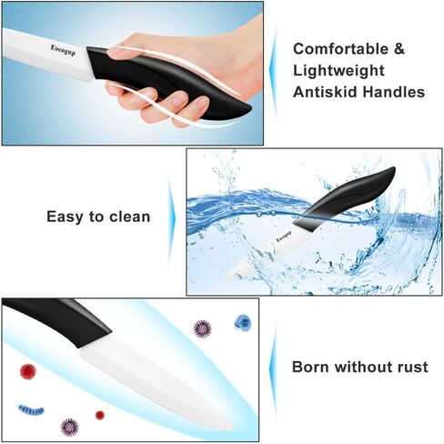 Eocogup Paring Knife, Large Handle and Super Sharp Ceramic Knife Blade of 4 Inch,Rust Proof Stain Resistant,ABS Handle(Black). in Saudi Arabia