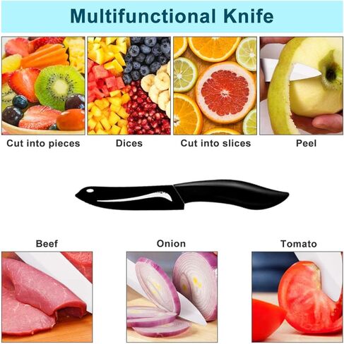 Eocogup Paring Knife, Large Handle and Super Sharp Ceramic Knife Blade of 4 Inch,Rust Proof Stain Resistant,ABS Handle(Black). in Saudi Arabia