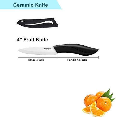 Eocogup Paring Knife, Large Handle and Super Sharp Ceramic Knife Blade of 4 Inch,Rust Proof Stain Resistant,ABS Handle(Black). in Saudi Arabia