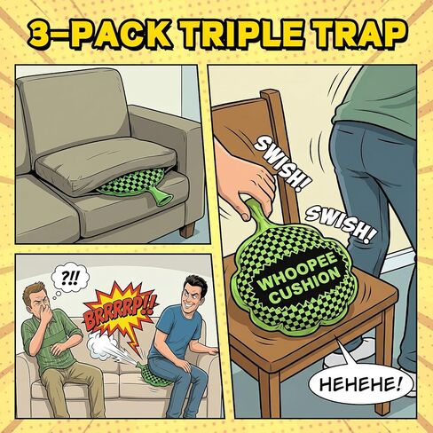 POPLAY 3 Packs Whoopee Cushions, Fart Prank for Novelty Party Favors Kids and Adults Fart Pillow Novelty Gifts in Kuwait