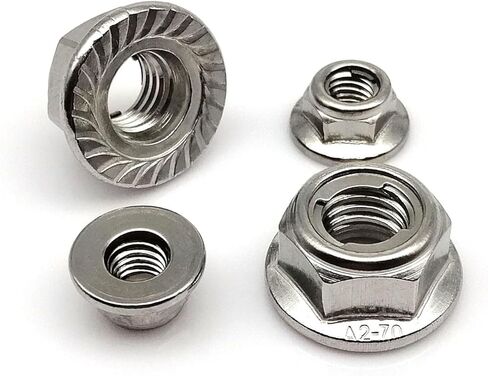 Lock nuts, 2pcs M4 M5 M6 M8 M10 M12 304 A2-70 Stainless Steel Prevailing Torque Type All Metal Insert Flange Hex Self Locking Nut Locknut(M8 serrated bottom) in Saudi Arabia