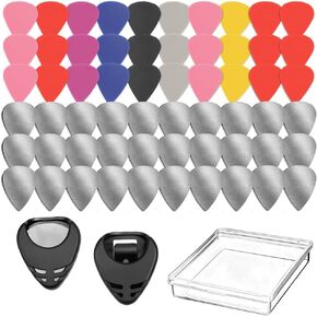 100 Pcs Metal Guitar Picks Stainless Steel Guitar Pick, 0.12 Inch Thickness Silver Tone Plectrums Guitar Picks for Musical Instrument Electric Bass Guitar Ukulele, with Picks Storage Case in Kuwait