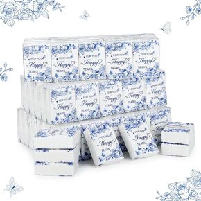 NatNarr 100 Pcs Happy Tears Tissue, 3 Ply Wedding Tissues Guests Pocket Paper Mini Travel Facial Tissue Welcome Bag Stuffers for Party Favor Graduation in Kuwait