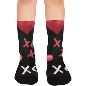 جوارب المشي لمسافات طويلة باللون الأحمر على شكل قلب أسود - جوارب شتوية حرارية سميكة دافئة للأطفال الصغار للأولاد والبنات للمدرسة، والارتداء اليومي والأنشطة الخارجية in Kuwait