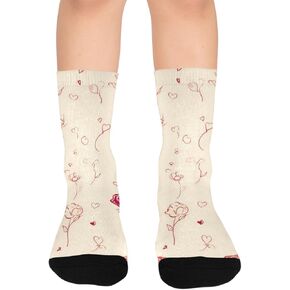 Valentines Roses Simple Beige Hiking Socks - Toddler Boys & Girls Warm Thick Thermal Winter Crew Socks for School, Daily Wear & Outdoor Activities in Kuwait