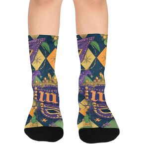 جوارب Mardi Gras Mask Grid للمشي لمسافات طويلة - جوارب شتوية حرارية سميكة دافئة للأولاد والبنات للمدرسة، والارتداء اليومي والأنشطة الخارجية in Kuwait