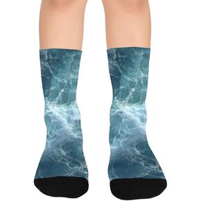 Sea Ripple Pattern Hiking Socks - Toddler Boys & Girls Warm Thick Thermal Winter Crew Socks for School, Daily Wear & Outdoor Activities in Kuwait