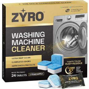 Washing Machine Cleaner Tablets | 24 Pack | Ultra Deep Clean | Eliminates Odors | Washer Cleaner Tablets for HE Front Loader & Top Load Washer | Compatible with All Machines | 1 Year Supply | Zyro in Saudi Arabia