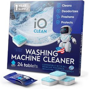 أقراص إزالة الترسبات لتنظيف الغسالات من آي أو كلين، 24 قرصًا (كمية تكفي لمدة عام) - أقراص تنظيف الغسالات ذات التنظيف العميق للتحميل الأمامي والتحميل العلوي - مزيل الترسبات غير المعطر للغسالة للتحكم في الرائحة in Kuwait