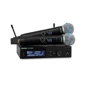 Shure SLXD24D+/58 Dual Handheld Wireless System - Includes SLXD4D+ Dual Receiver, 2 SLXD2+ Handhelds with SM58 Capsule, Bluetooth Monitoring, G57 Band in Kuwait