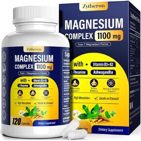 Magnesium Complex for Women & Men 1100mg, 7-in-1 Magnesium Supplement with Ashwagandha & L-Theanine for Calm & Sleep Support, High Absorption, Vegan 120 Capsules in Saudi Arabia