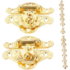 Antique Hinges,Bronze Decorative,Wooden Box Hinge,2Pcs 38 * 49mm Box Latch Hasps Lock Catch Latches Furniture Hardware for Jewelry Box Suitcase Buckle Clip Clasp Gold Butt Hinges in Kuwait