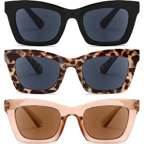 نظارات شمسية للقراءة مكونة من 3 قطع من نظارات القراءة للنساء طراز ستايلس UV400 بعدسات كاملة للقارئ الخارجي ومفصلات زنبركية in Kuwait