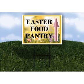 Easter Food Pantry Spring Flowers Yellow Field Directional Arrows A-Frame Double Sided 23x23 in. sign in Kuwait