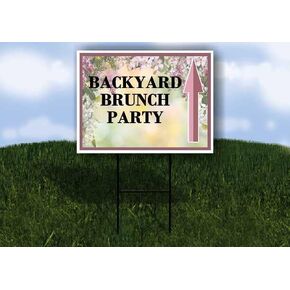 Backyard Brunch Party Spring Flowers Purple Lilac Up Arrows A-Frame Single Sided 23x23 in. sign in Kuwait