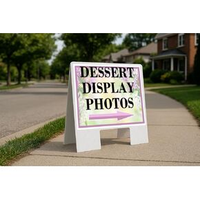 Dessert Display Photos Spring Flowers Purple Lilac Directional Arrows A-Frame Double Sided 23x23 in. sign in Kuwait