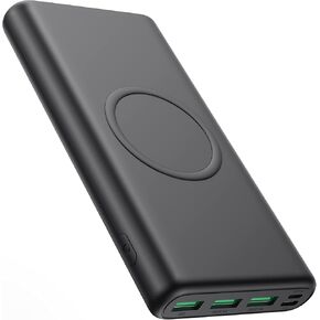 شاحن لاسلكي محمول 30,800 مللي أمبير، 15 وات شحن لاسلكي USB C باور بانك، 25 وات PD QC 4.0 شحن سريع 4 مخارج حزمة بطارية أساسيات السفر متوافقة مع iPhone 17/16/15/14/13/12، Galaxy، Android in Kuwait