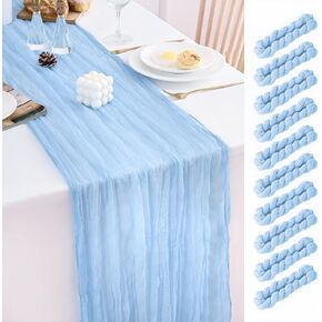 10 Pack Baby Blue Table Runner 21x120 Inch Light Blue Cheesecloth Table Runner 10FT Boho Gauze Table Runners Long Cheese Cloth Table Runner Semi Sheer Runners for Wedding Bridal Baby Shower Party in Saudi Arabia