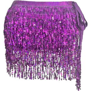 Sequin Tassel Skirt Women's Belly Dance Hip Scarf Skirts for Rave Festival Party Costume Stage Performance in Kuwait