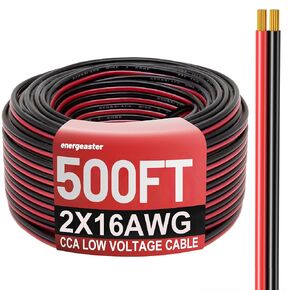 سلك قياس 14 من إنرجيستر 100 قدم، 2 موصلات سلك كهربائي كابل أحمر أسود، جهد منخفض 14 AWG سلك تمديد من الألومنيوم المطلي بالنحاس لسلك مكبر الصوت، LED، السيارات 12 فولت/24 فولت تيار مستمر in Kuwait