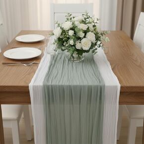 Cheesecloth Table Runner 2 Pack Sage Green and Dusty Pink, Boho Gauze Table Runner 10Ft 120 Inches Long for Wedding Decor, Party & Home Table Decoration in Saudi Arabia