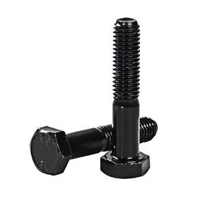 M10-1.5 x 50mm Black Half-Thread Hex Bolts, Carbon Steel Grade 8.8, Black Oxide Finish, Metric Partially Threaded Hex Head Screws (6PCS) - for Machinery, Construction & Furniture Assembly in Kuwait