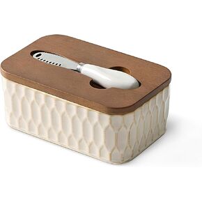 Butter Dish with Lid, Ceramic Butter Dish for Countertop, Airtight Butter Keeper with Knife, Butter Storage, Kitchen Decor & Housewarming Gift in Saudi Arabia