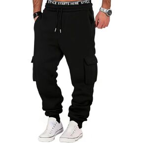 Cargo Sweatpants for Men Cotton Casual Joggers Stretch Drawstring Baggy Sweatpants with Pockets Jogging Pants in Kuwait