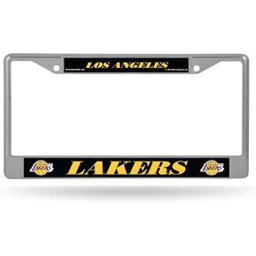 Rico Industries NBA Basketball Los Angeles Lakers خلفية سوداء مقاس 30.48 سم × 15.24 سم إطار من الكروم الفضي مع حشوات لاصقة in Kuwait