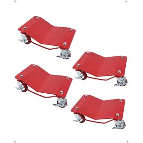 KYBOLT Car Dolly [Set of 4 with 6000 lbs] Capacity, Carbon Steel Heavy Duty Car Mover Wheel Dollies with Antiskid Plate & 360 Degree Rotatable Wheel, 16"*13", Red in Saudi Arabia