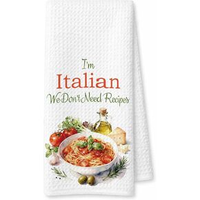 Funny Italian Gifts Hand Towels for Dining Room Restaurant, Italian Kitchen Decor, Funny I'm Italian We Don't Need Recipes Kitchen Dish Tea Towels, 16x24 Inch in Saudi Arabia