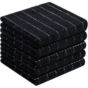 Homaxy 100% Cotton Terry Kitchen Towels(Black, 13 x 28 inches), Checkered Designed, Soft and Super Absorbent Dish Towels, 2 Pack in Kuwait
