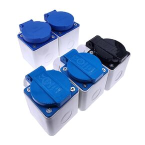 مقبس خارجي متعدد الوظائف صندوق صناعي مقبس الاتحاد الأوروبي جسم اتصال نحاسي مع غطاء وموصل صندوق 1 قطعة (WP-EU أزرق) in Kuwait