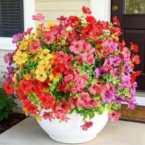 12 Bundles Artificial Fall Flowers Faux Mums for Outdoor Decoration Fake Fall Plants Flowers UV Resistant for Front Door Porch Patio Balcony Autumn Decor in Saudi Arabia
