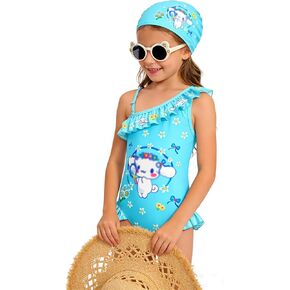 Girls One Piece Swimsuit Kids Fashion Ruffle Swimwear Summer Beach Bathing Suit 5-12 Years in Saudi Arabia